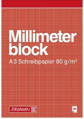 Produktbild von Millimeterblock A3 80g/qm 20 Blatt rotbraun Packung mit 10 Stück