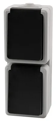 Produktbild von Feuchtraum Doppel-Steckdose McPower Taff 250V/16A IP44 AP grau