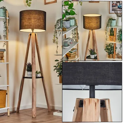 Produktbild von Schiavonea Stehlampe aus Holz/Metall/Stoff in Natur/Schwarz/Weiß