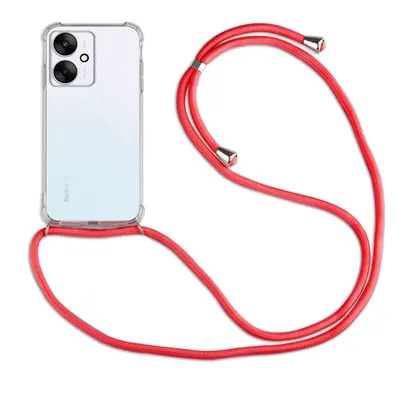 Produktbild von Handykette Xiaomi Redmi 13C / Poco C65 Handyhülle mit Band Hülle mit Kordel Rot