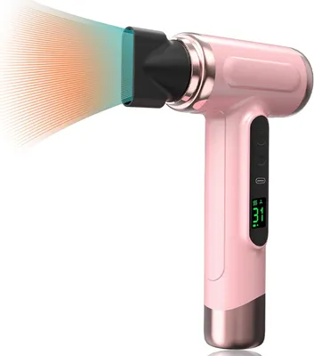 Produktbild von Schnurloser Haartrockner 15000 mAh USB Wiederaufladbar, 200 W Kabelloser Kalt-Heißluft Föhn mit 360° Düse für Reisen, Camping, Zuhause, Tragbar