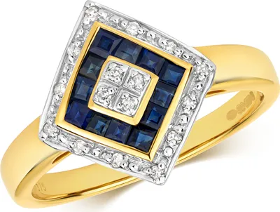 Produktbild von Eleganter 9 Karat (375) Gold Blume Diamant Damenring Brillant-Schliff 0.08 Karat H - PK mit Saphir, 51 (16.2); TRS28717RSL
