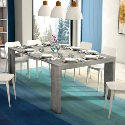 Produktbild von Ausziehbarer Tisch Detound, Ausziehbarer Esstisch, Mehrzweckkonsole mit ErWeißerungen, 100% Italy, 186x80h76 cm, Beton