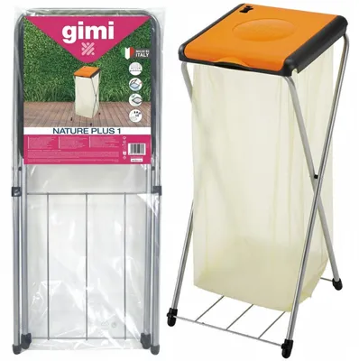 Produktbild von Müllsackständer Abfalltrennsystem Mülltrenner 120 l GIMI Nature 1 Plus Orange mit Deckel Edelstahl Ständer 1 Fach