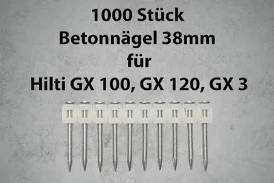 Immagine prodotto di Chiodi per calcestruzzo 38 mm 1000 pezzi adatti alle chiodatrici a gas Hilti GX 100, GX 120, GX 3