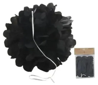 Obrázek produktu pro Papírová ozdoba – černý pompon, 25 cm, 3 ks – Penword
