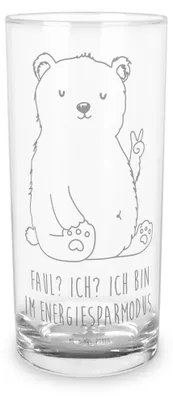 Produktbild von Mr. & Mrs. Panda Glas Eisbär Faul 400 ml - Transparent - Geschenk, Homeoffice, Teddy, Entspannen, Trinkglas, Tumbler, Wasserglas, Cocktailglas, Bürojob, Bär, Büro