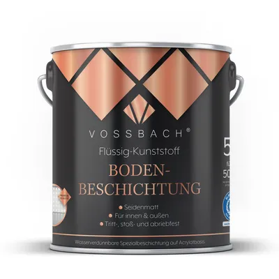 Produktbild von VOSSBACH Premium Flüssig Kunststoff Bodenbeschichtung 5l RAL 7001 Silbergrau Seidenmatt Betonfarbe Bodenfarbe