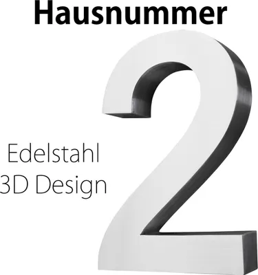 Produktbild von Edelstahl Hausnummer 20 cm Groß Gross Haus Nummer 2 Zahlen Hausnummernschild Hausnummern Schild Gebürstet 3D Arial V2Aox
