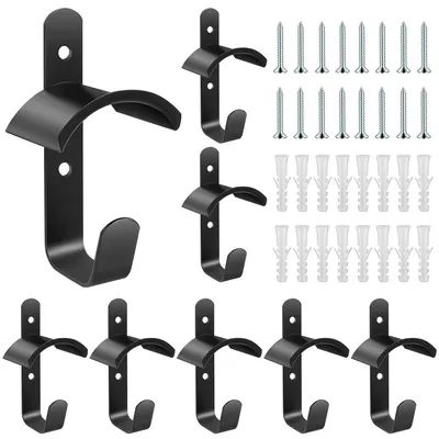 Produktbild von 8 Stück Trensenhalter Pferd, Metall mit Rostschutz, Haken & Schrauben, Gertenhalter für Stall und Sattelkammer