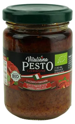 PESTO CZERWONE Z SUSZONYCH POMIDORÓW BIO 140 g - VITALIANA