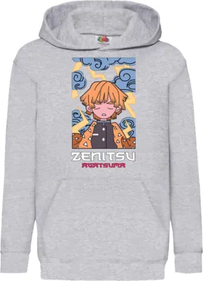 Immagine prodotto di Felpe con cappuccio per bambini Japan Anime Manga Demon Anime Slayer Zenitsu Agatsuma 03, 12-13 Jahr - 152 / Gris