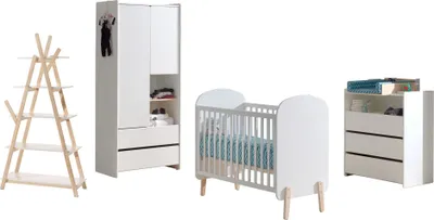 Produktbild von Babyzimmer Set Karilynn 1 Babyzimmer komplett Massivholz+MDF Weiß