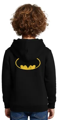 Produktbild von Spreadshirt DC Comics Batman Logo Used Look Karneval Kinder Premium Hoodie, 146/152 (10 Jahre), Schwarz