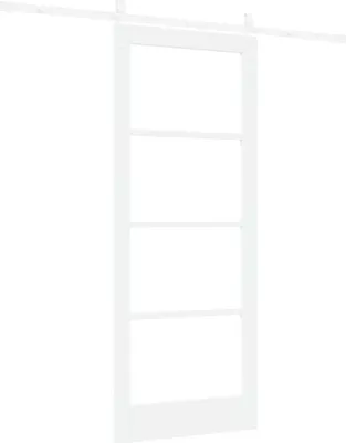 Immagine prodotto di vidaXL Porta scorrevole, 83 x 202 cm, legno massello di pino e vetro, colore bianco