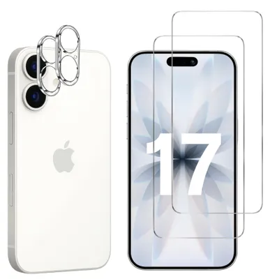 Produktbild von Gehäuse aus gehärtetem Glas für iPhone 17 und Kameraschutz [2er-Pack] Displayschutzfolie  Phonillico®