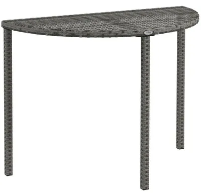 Obrázok produktu pre Balkónový stolík z polyratanu – polkruhový záhradný stolík | Farba: sivá | Rozmery: 50 x 100 x 74 cm
