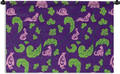 Produktbild von MuchoWow® Wandteppich Wandbehang Blätter - Tiere - Muster 90x60 cm Tapisserie Dekoration Wandtuch - Wandskulpturen - Bildteppich