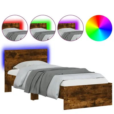 Obrázok produktu pre vidaXL Rám postele s čelom a LED osvetlením, údený dub 90x190cm