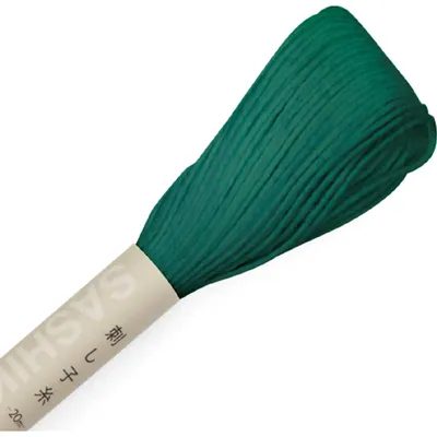 Obrázok produktu pre Olympus Sashiko, priadza, bavlna, cievka, cca 20 metrov, farba 37, tmavozelená, vyrobené v Japonsku