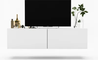 Produktbild von Hängende TV-Schrank Enjoy Fernsehschrank Loft Style Zweitürig Hängend Modern Lindner Möbel 120cm x 30cm x 35cm Farbe: Weiß matt - Weiß matt