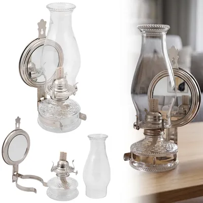 Produktbild von Petroleumlampe 31 cm mit Spiegel, Maxi-Laterne, Haus & Garten, Nickel