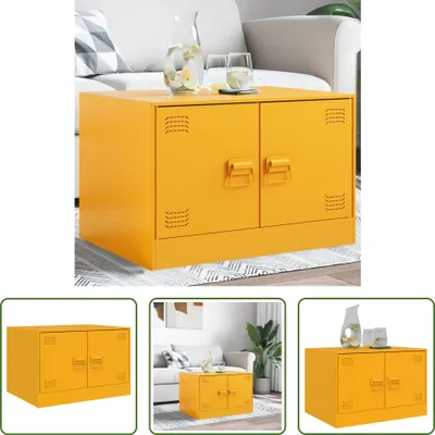 Immagine prodotto di The Living Store Tavolino giallo senape 67x50x44 cm in acciaio
