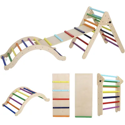 Produktbild von Kletterdreieck, Birken- und Kiefernholz, 180 x 50 x 83 cm, Empfohlen für Kinder von 3-7 Jahren, Maximalbelastung 60 kg, Minimalistisch Modern