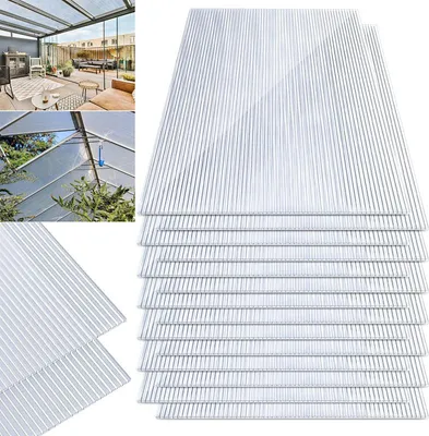 Produktbild von Faziango 28x Doppelstegplatten 4mm Zuschneidbar 121x60,5cm Polycarbonat 20,5m² UV-beständig Klar Hohlkammerplatten Gewächshaus Platten Stegplatten