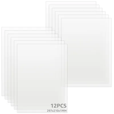 12x Acrylglasplatte A4, 297x210x1 mm, transparent