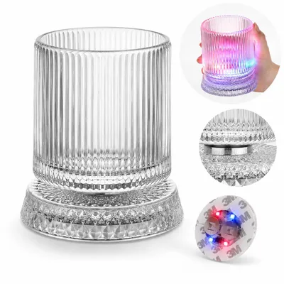 Produktbild von Rotierendes Whiskeyglas mit LED Licht, 360° Kristall Tumbler für Whiskey, Cocktails & Bar Atmosphäre