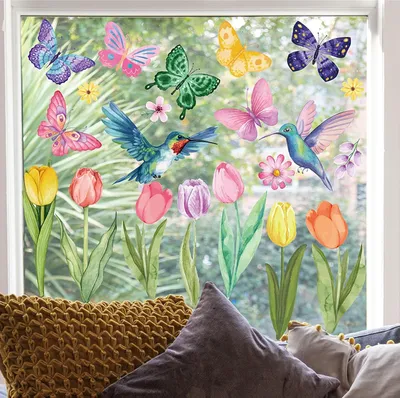 Produktbild von Frühlings Fensterdekal Set Blumen Schmetterling