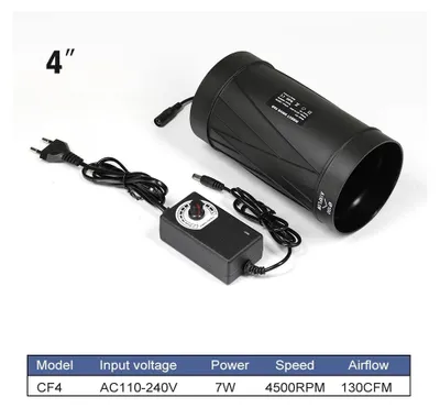 Produktbild von Inline Rohrventilator - Kanalventilator 10/15 cm - 7 W DC bürstenloser Motor - 3000–4500 U/min - 222–586 m³/h Luftstrom - Für Gewächshaus & Grow Zelt
