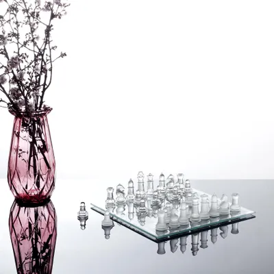 Image de Jeu D Echecs En Verre 25x25cm