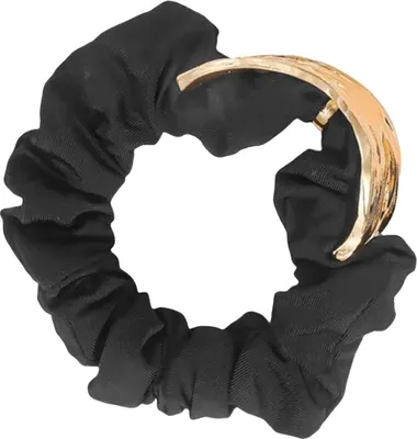 Immagine prodotto di Scrunchie in raso con dettaglio polsino dorato - nero elegante