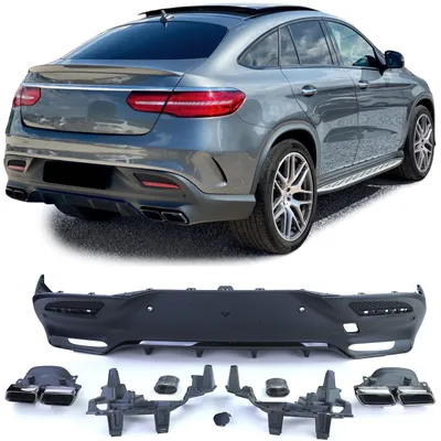 Produktbild von Heckdiffusor für Mercedes GLE Coupe C292 2015-2019 Stoßstange + Endrohre schwarz