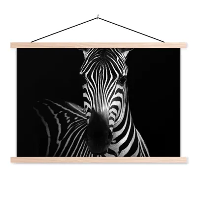 Produktbild von MuchoWow® Textilposter Zebra - Schwarz - Weiß - Tiere 60x40 cm mit holzfarbenen Rahmen - Bilder