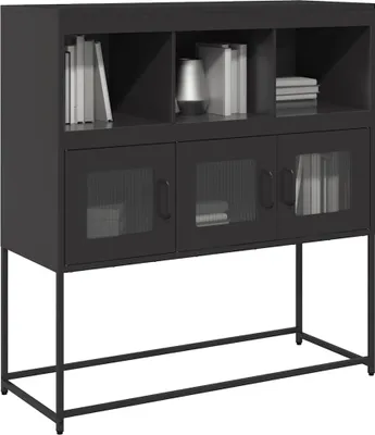 Produktbild von vidaXL Sideboard Schwarz 100,5x39x107 cm Kaltgewalzter Stahl