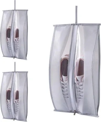 Produktbild von 3 Stück Reise Schuhbeutel Wasserdicht Schuhtasche Schuhsack mit Reißverschluss Größe: 40x30cm, Farbe: Grau