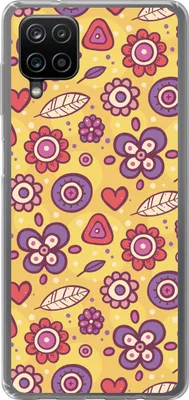 Produktbild von MuchoWow® Handyhülle Schutzhülle Hülle für Telefoonhoesje Samsung Galaxy A12 Muster - Blumen - Lila - Orange Silikon Softcase Handy Hülle - Bild