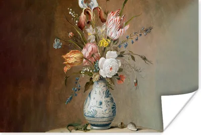 Produktbild von MuchoWow® Poster Alte Meister - Blumen - Balthasar van der Ast 60x40 cm - Schlafzimmerdekoration