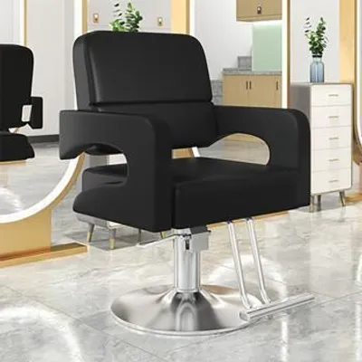 Produktbild von 360Home Friseurladen 360° Drehung Höhenverstellbar Stuhl Friseur Salon Silber schwarz2【MFY32HHY】