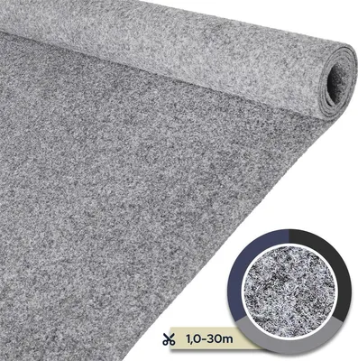 Produktbild von Primaflor Nadelfilz TURBO B1 - Grau - 2,00m x 10,00m - Meterware - Trittschalldämmender Teppich Bodenbelag, Ideal für Wohn- & Büroräume