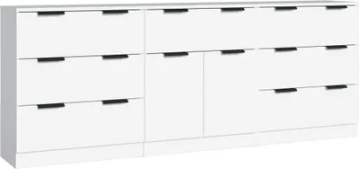 Obrázek produktu pro vidaXL 3-dílný příborník Bílý dřevěný materiál