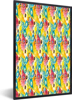 Produktbild von MuchoWow® MuchoWow® Gerahmtes Poster Blumen - Farben - Muster 60x90 cm - Poster mit zchwarzem Bilderrahmen - Kunst