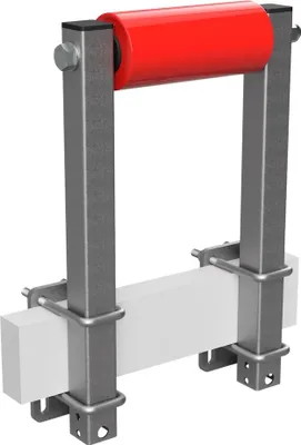Obrázok produktu pre Polyuretánový bočný valec s podperami roll pomoc pri spúšťaní prívesu na čln pozinkované SUPROD, B=200, L=450 mm, červená