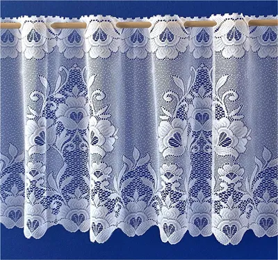 Produktbild von heimtexland ® Scheibengardine Jacquard Blumen Gardine weiß Bistrogardine Gebogt Typ10 HxB 42 x 125 cm