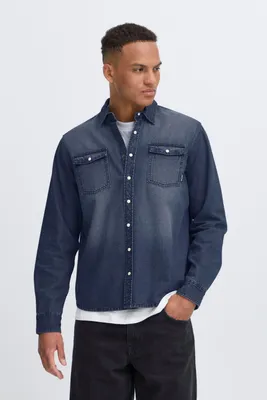Produktbild von Blend BHDARGO Herren Jeanshemd Langarmhemd Freizeithemd 100% Baumwolle regular fit