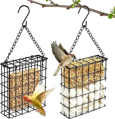 Imagen del producto de Comedero para pájaros de metal, resistente a la corrosión, de 12,7 x 4,1 x 13,2 cm, ideal para jardín y árboles