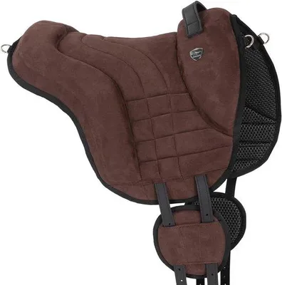 Obrázok produktu pre Jazdecký padok – Padok na jazdu bez sedla – Pohodlné jazdenie – Syntetická semišová koža s protišmykovou úpravou – Dĺžka chrbta 46 cm – Hnedá